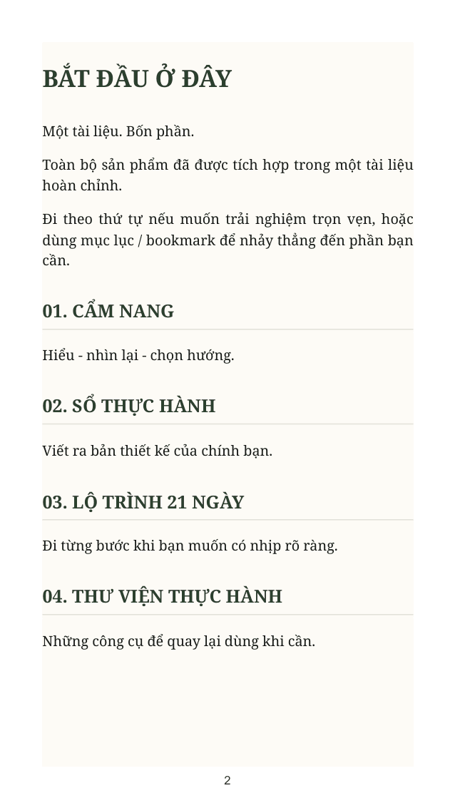Trang hướng dẫn Bắt đầu ở đây — Bản Thiết Kế Cuộc Sống